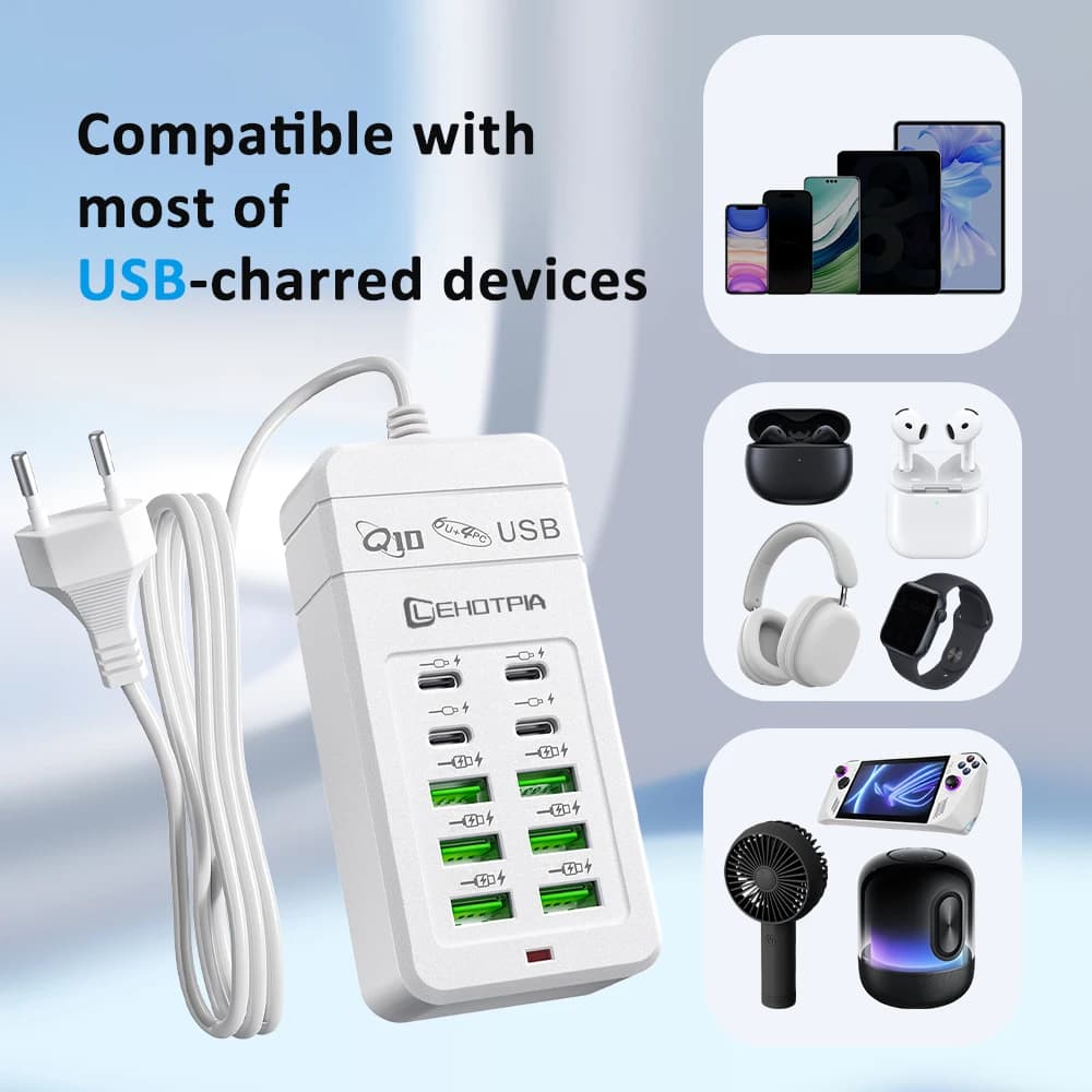 USB Charger Power Strip 6 USB-A 4 USB-C Ports with 1.2m Extension Cord — image 5