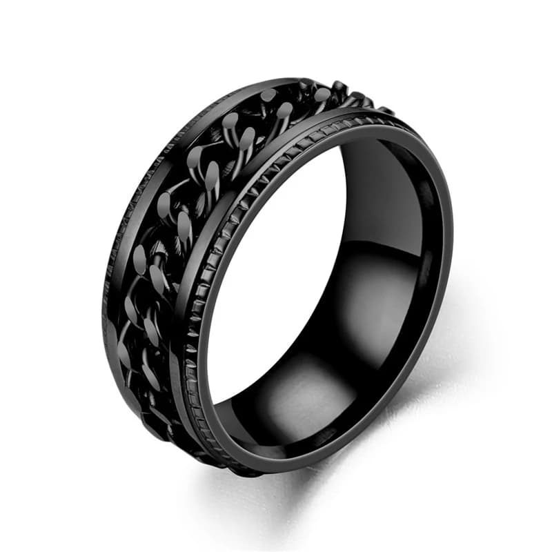 Rotating Stainless Steel Spinner Ring Anti-Anxiety Fidget Punk Couple Ring — image 22
