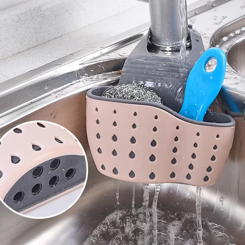 Kitchen Sink Drain Basket Storage Holder Soap Sponge Shelf Adjustable — image 2