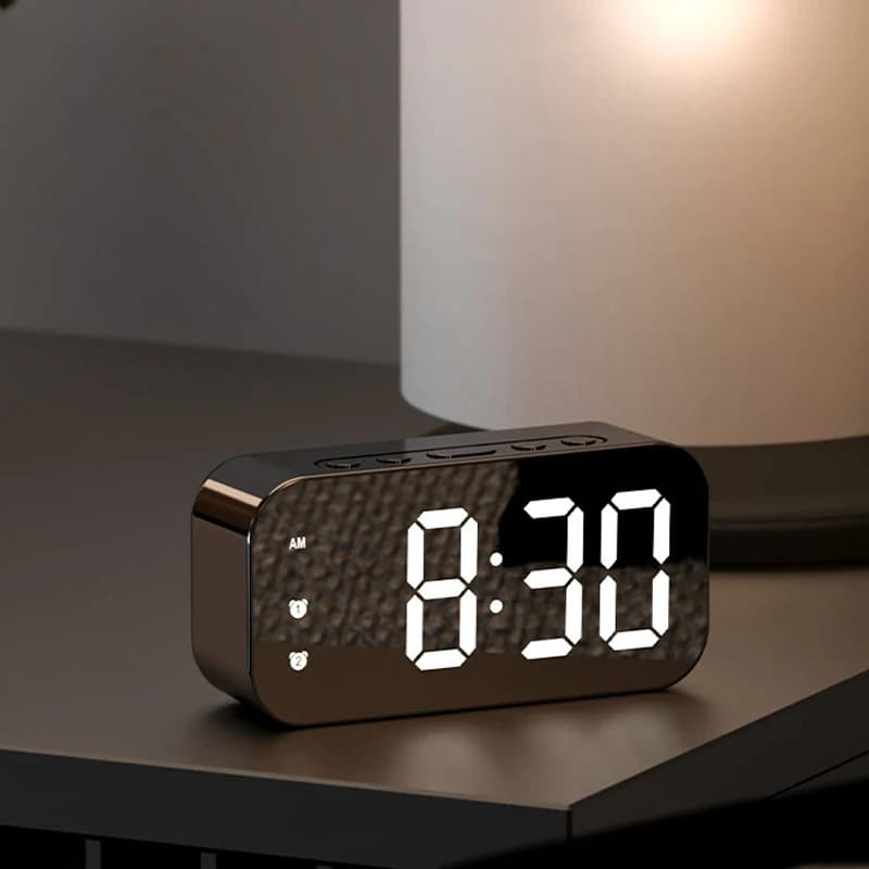 LED Digital Alarm Clock Plug-In Dual Alarm with Temperature Display 12/24H