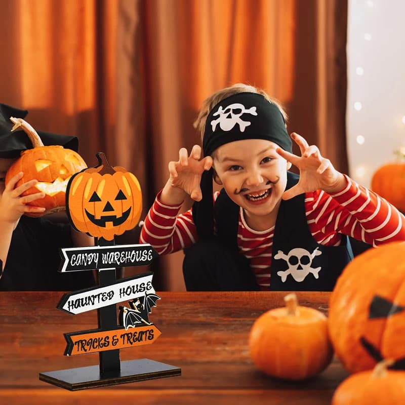 Halloween Wooden Ornament Ghost Pumpkin Skull Horror Desktop Decoration — image 6