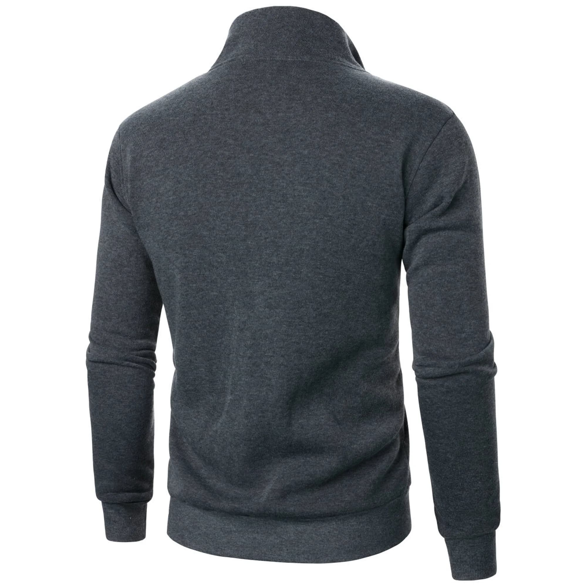 Men's Casual Sports Jacket Zip Stand Collar Solid Colour Lightweight Top — image 3