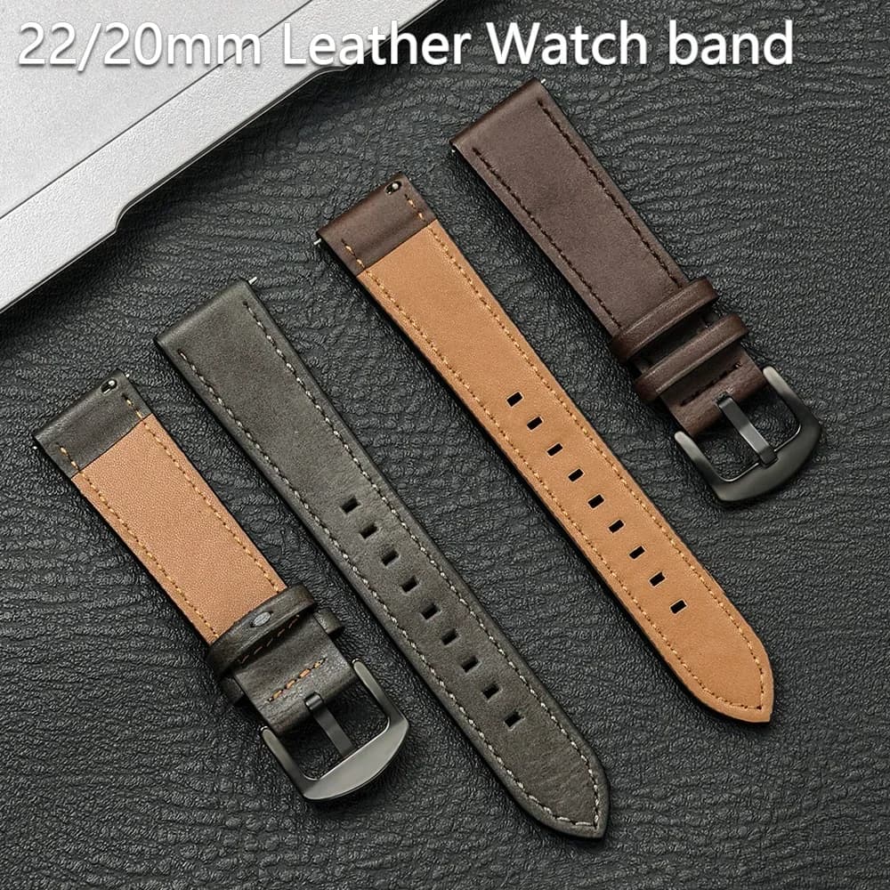 Leather Watch Strap 20mm 22mm Smartwatch Band Vintage 44mm — image 6