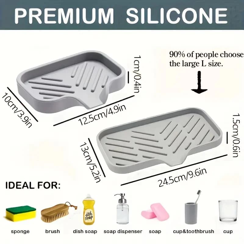 Silicone Faucet Mat Kitchen Sink Tray Soap Dispenser Sponge Drain Pad — image 2
