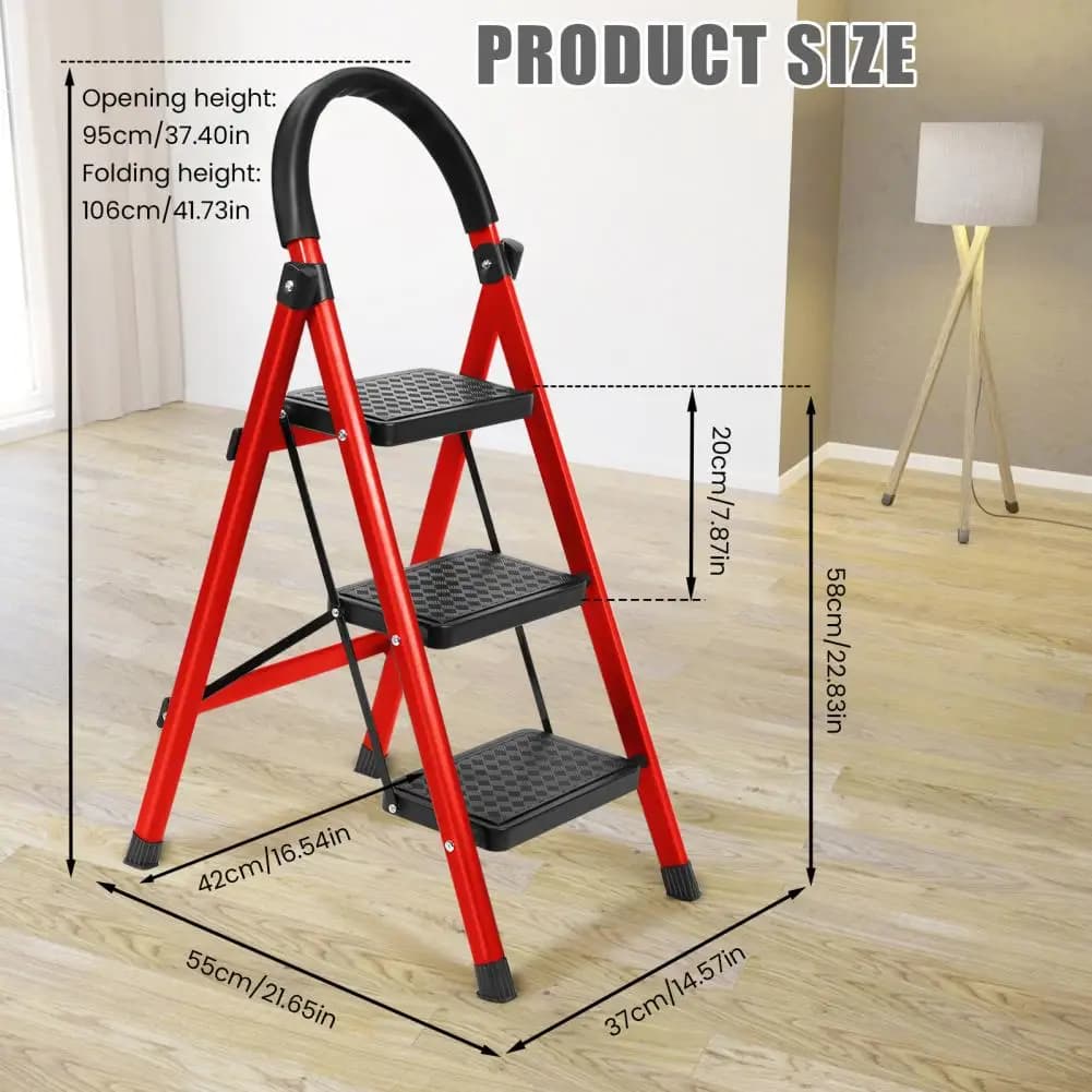 3 Step Ladder Folding Stool 330lbs Load Capacity Home RV Work New Multi Purpose — image 6