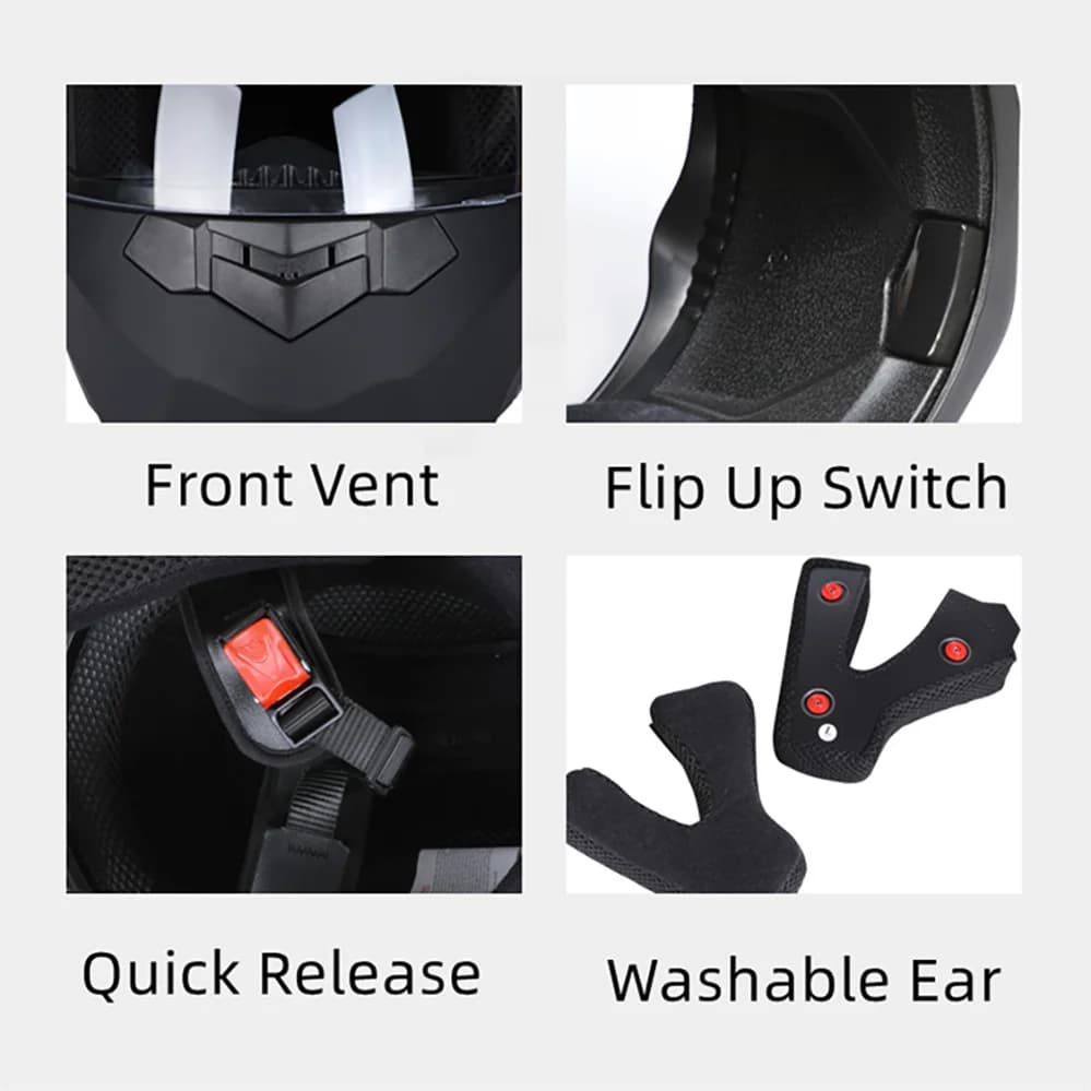 Flip Up Modular Full Face Motorcycle Helmet with Removable Liner — image 5