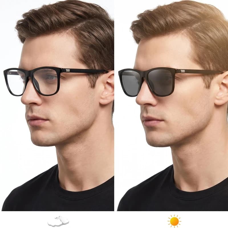 Photochromic Transition Glasses for Men & Women, Black Square Frame Sunglasses — image 2
