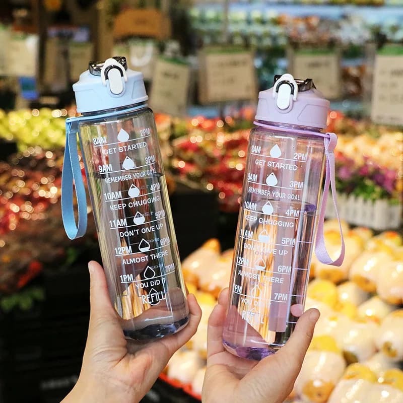 Water Bottle with Time Marker Leak Proof Sport Drinking Bottle Outdoor — image 2