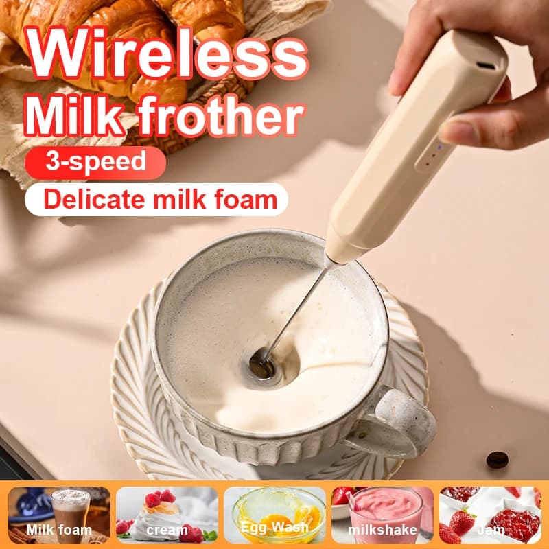 Mini Electric Coffee Frother USB Rechargeable 3 Speeds Milk Foam Maker Mixer — image 3