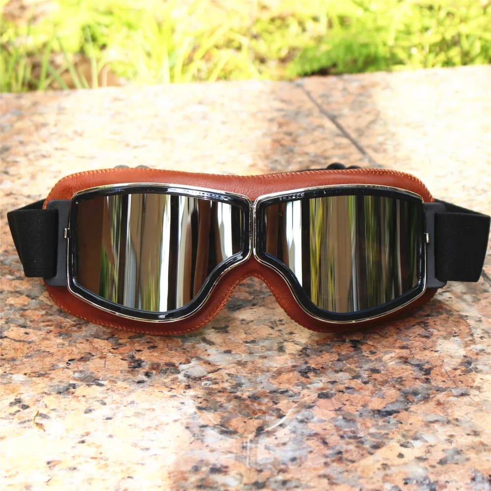 Vintage Motorcycle Goggles Leather Cruiser Folding Glasses Motocross Best Newest — image 2