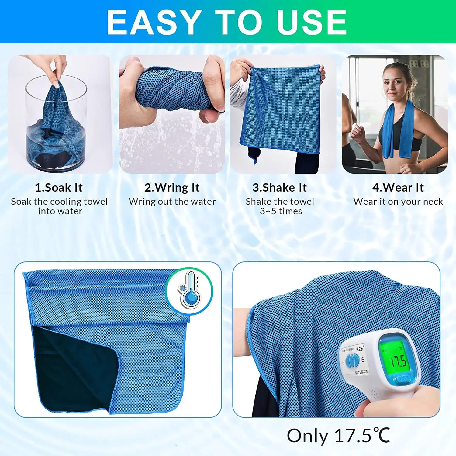 Cooling Towels 4 Pcs Large 35.4x11.8 Inch Soft Quick-Dry Breathable for Gym Yoga — image 5
