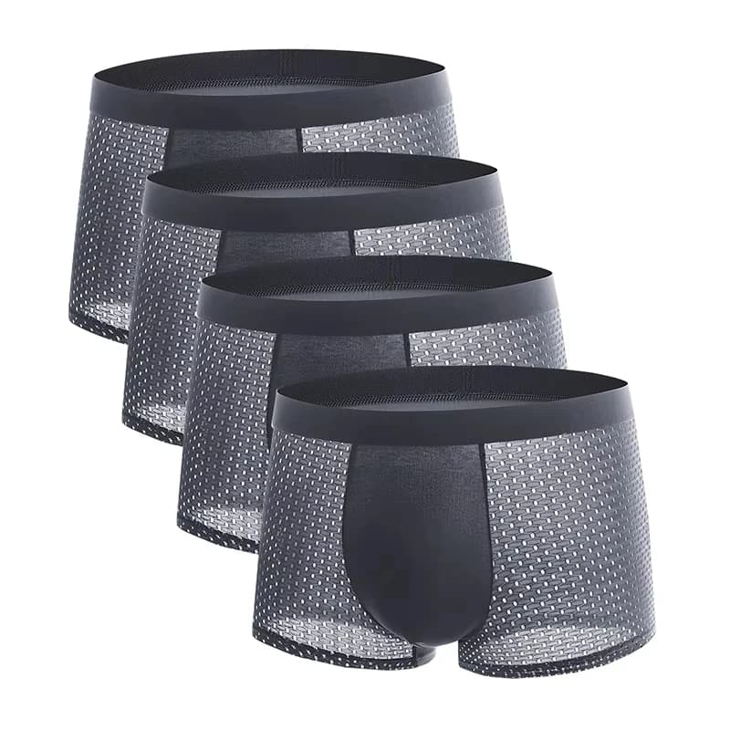 Men's Boxer Shorts 4 Pack Silk Mesh Breathable Summer Underwear — image 4