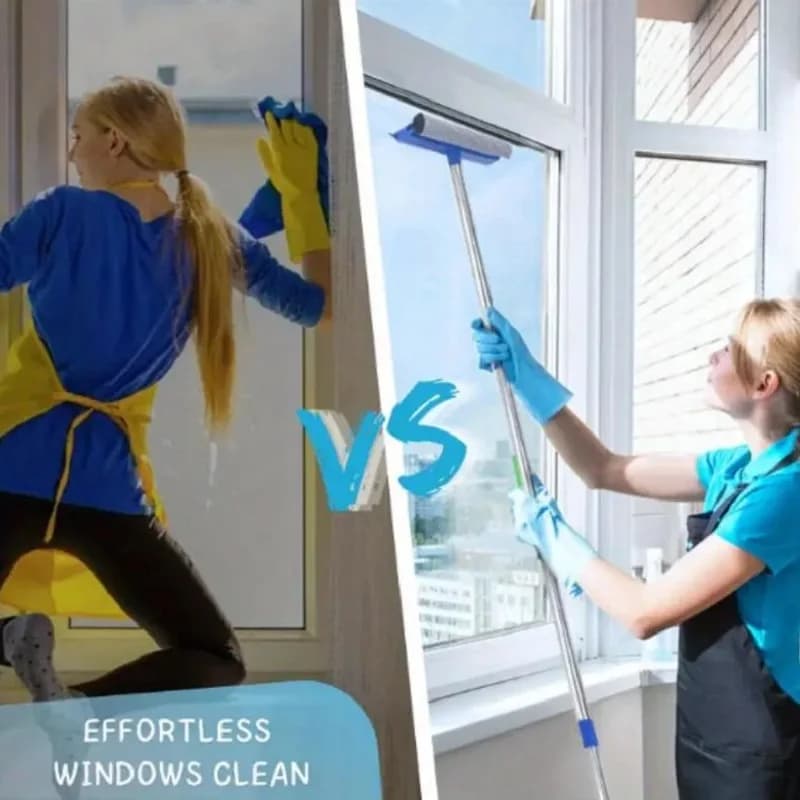 Glass Window Cleaning Tool Double Sided Squeegee Scraper Cleaner for Bathroom UK — image 3