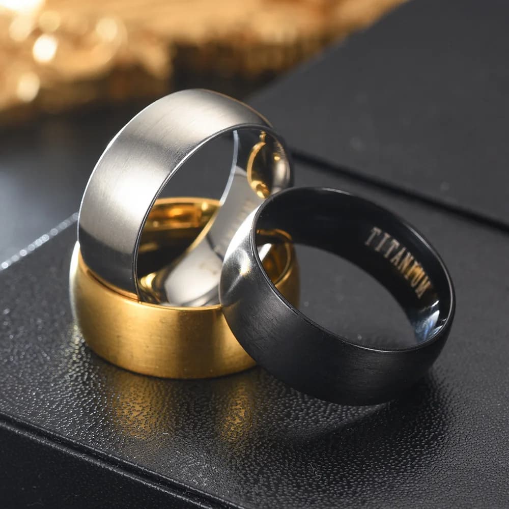 8mm Black Matte Titanium Ring Engagement Wedding Band for Men — image 3