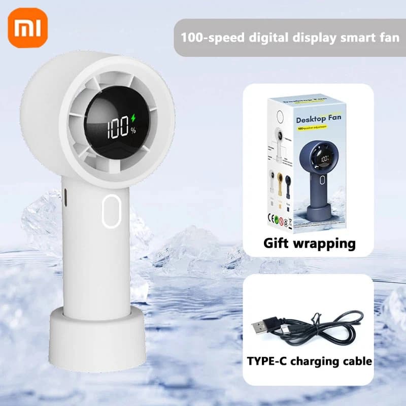 Handheld Fan USB High Speed 100 Gears Digital Display Portable Mini — image 7