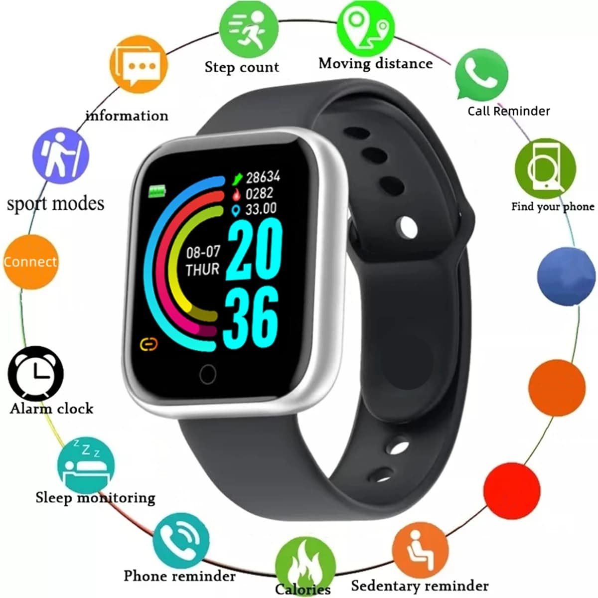 Smartwatch for Men Women Fitness Monitor Message Bracelet Android iOS — image 7
