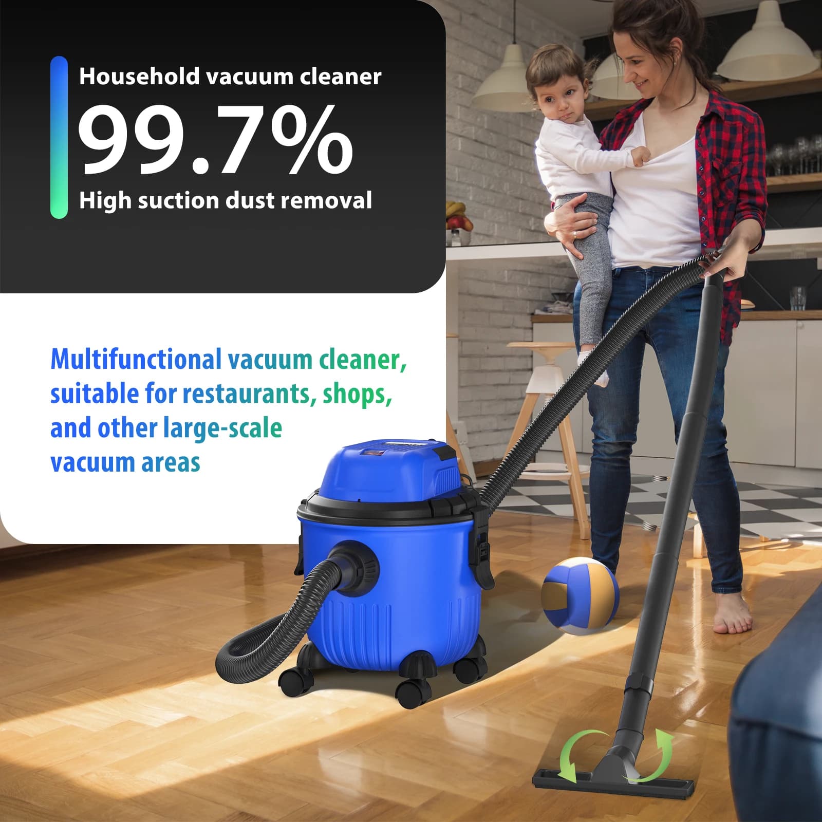 Wet and Dry Vacuum Cleaner 15L Tank 3 in 1 Blower Indoor Outdoor — image 4