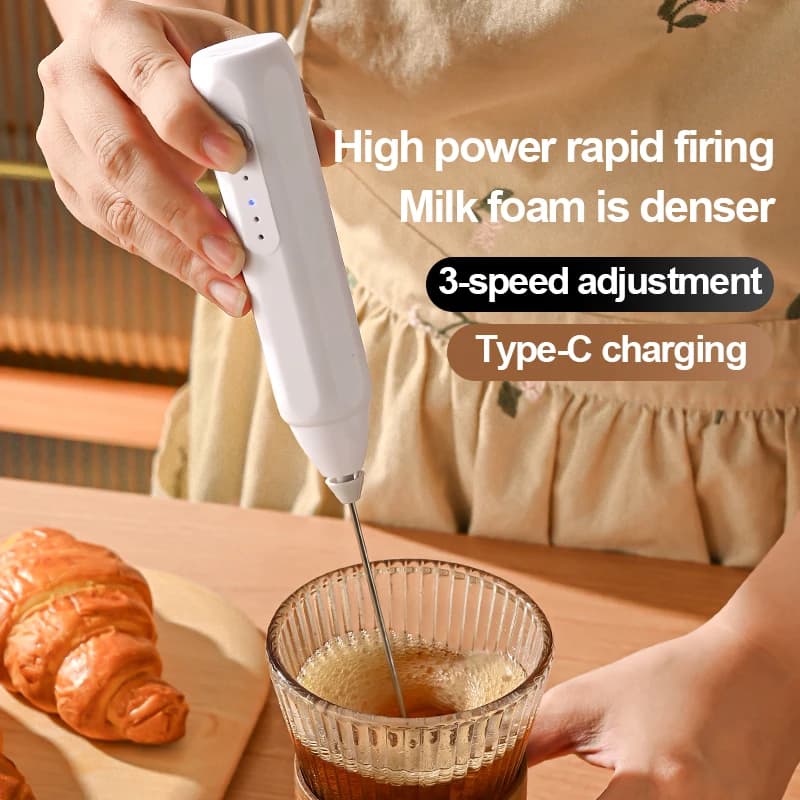 Mini Electric Coffee Frother USB Rechargeable 3 Speeds Milk Foam Maker Mixer — image 2