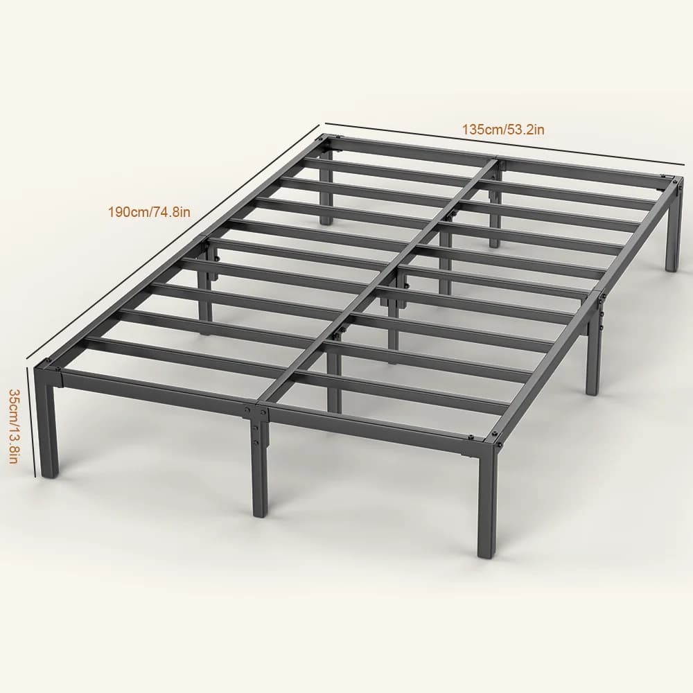 Heavy Duty Black Steel Metal Bed Frame Platform Base 14 Inch Storage Box Spring — image 7