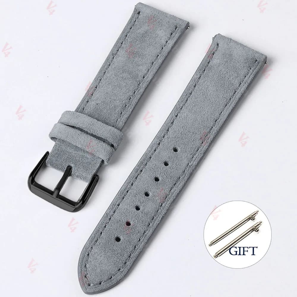 Watch Strap 18mm 19mm 20mm 22mm Suede Cowhide Handmade New Vintage Band Gray for — image 20