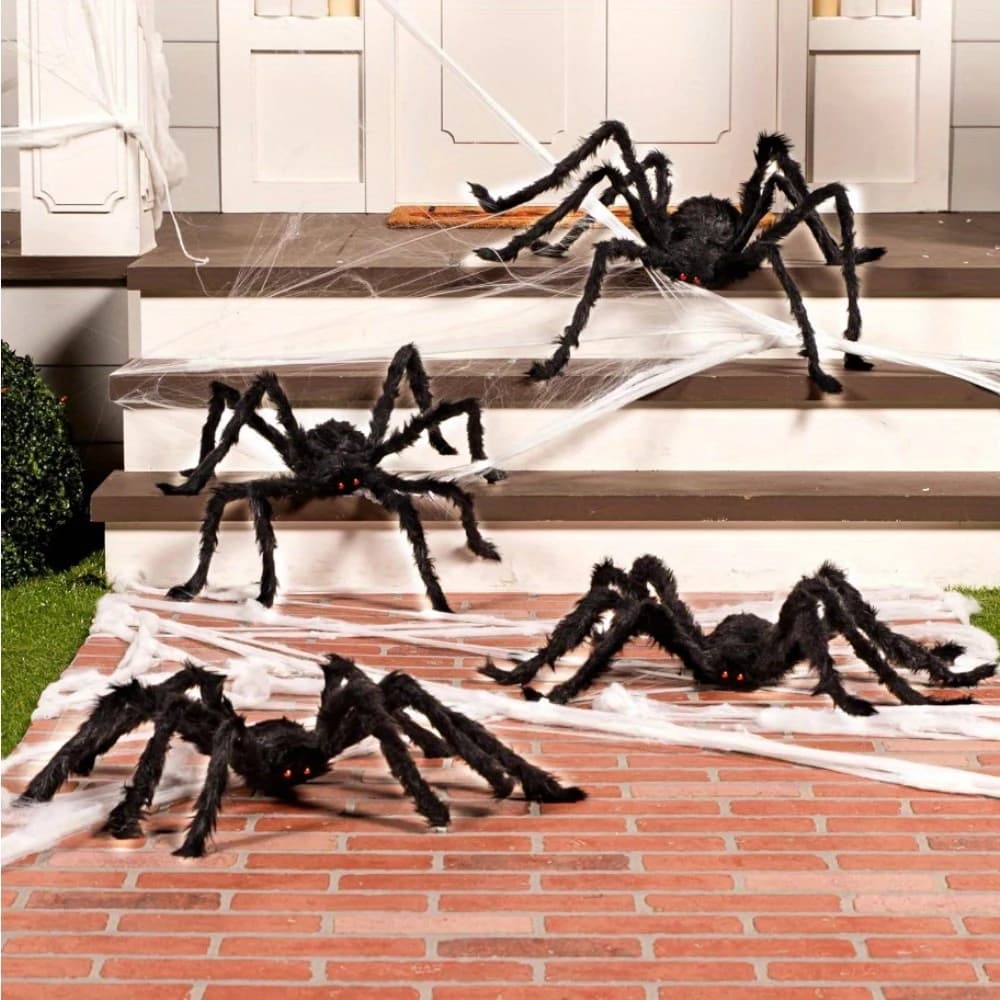 Giant Plush Black Spider 47 Inch Halloween Decoration Web Party Realistic — image 6