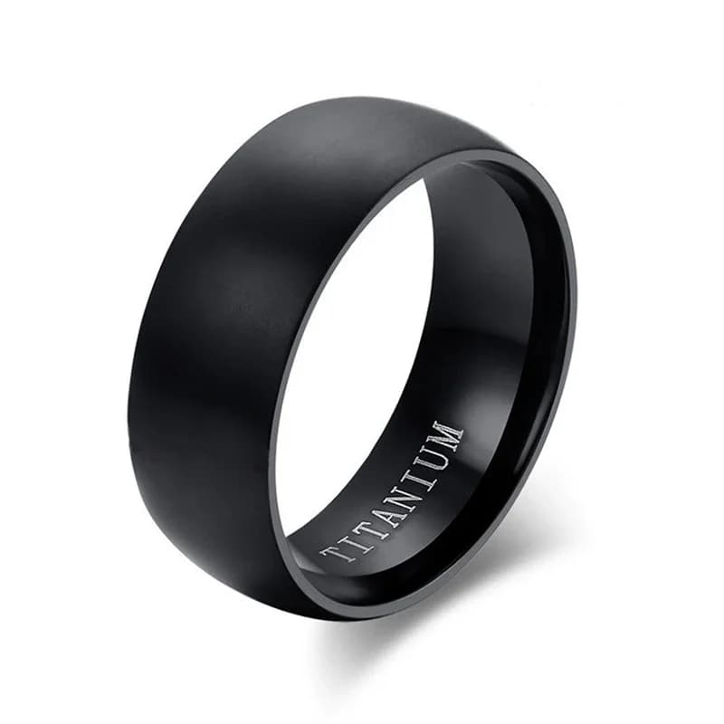 8mm Black Matte Titanium Ring Engagement Wedding Band for Men — image 7