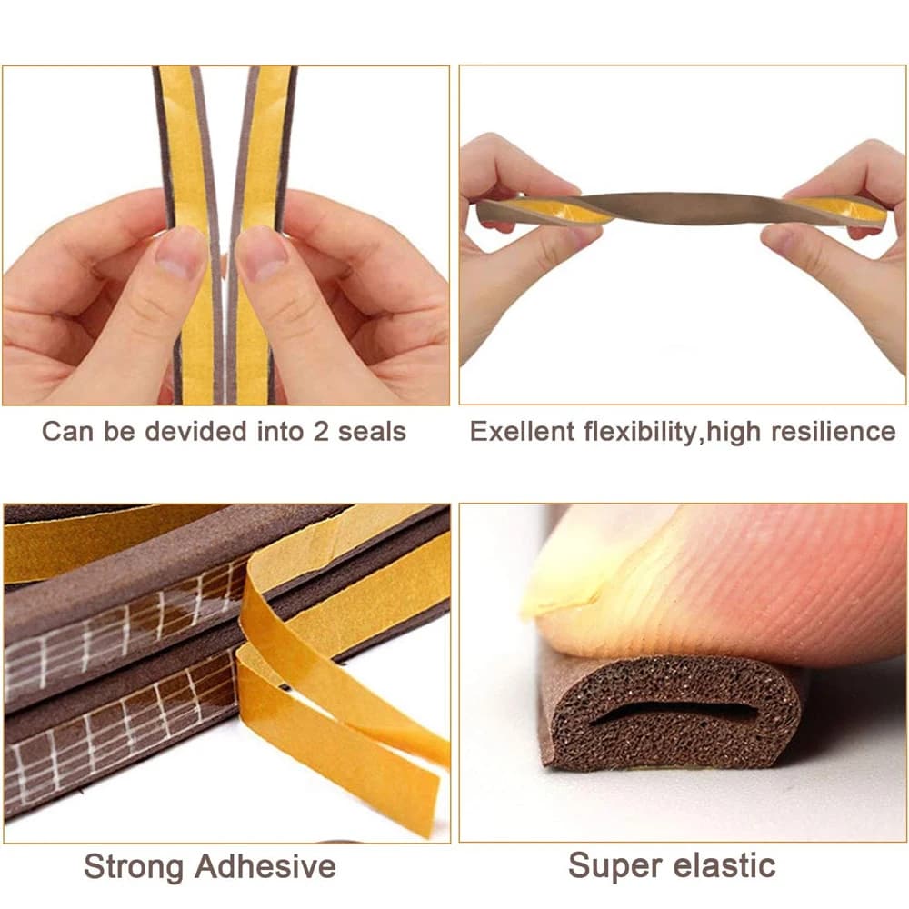 10m Self-Adhesive Door Window Seal Strip Acoustic Foam Weatherstrip — image 2