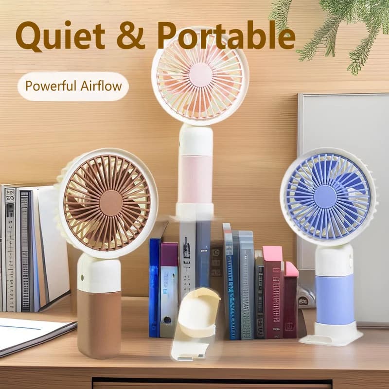 Portable Silent Charging Desk Fan with Phone Holder Rechargeable — image 2