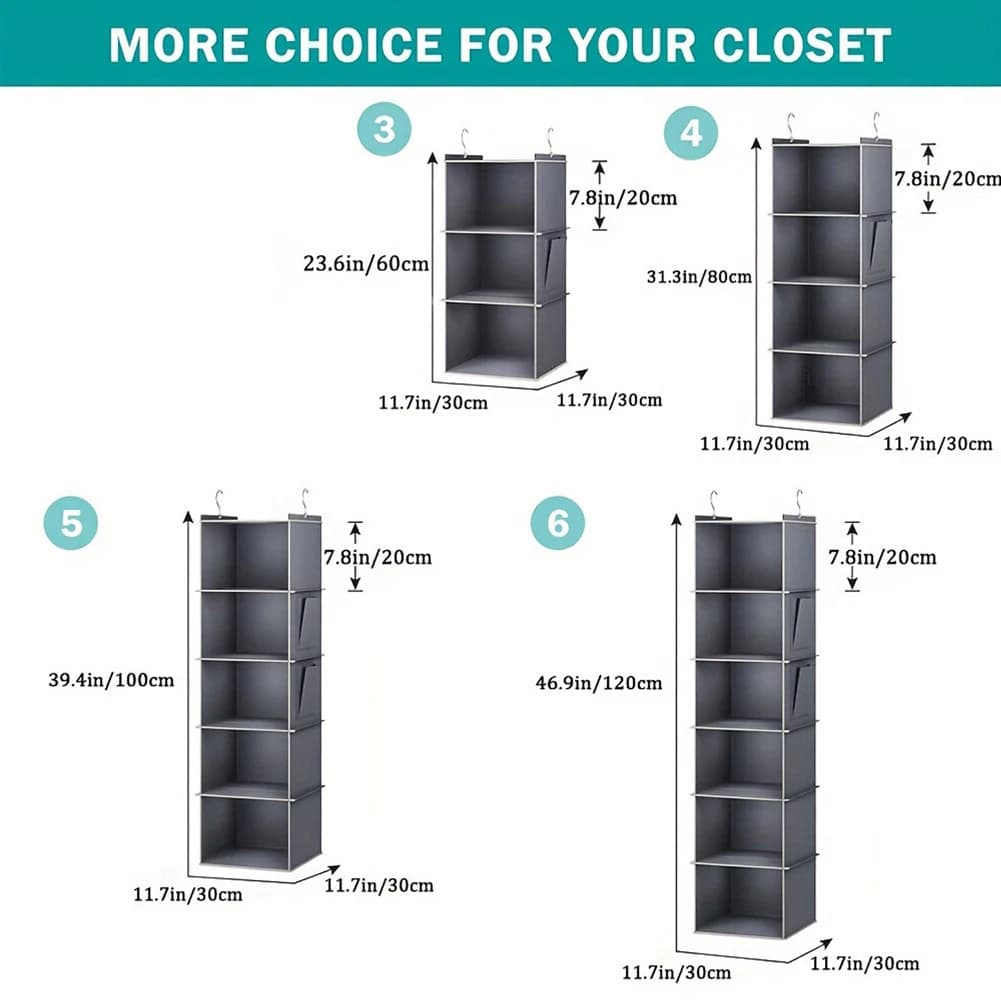 Hanging Shelving Wall Mounted Storage Clothing Rack Fabric 3 4 5 6 Grid Sorting — image 2