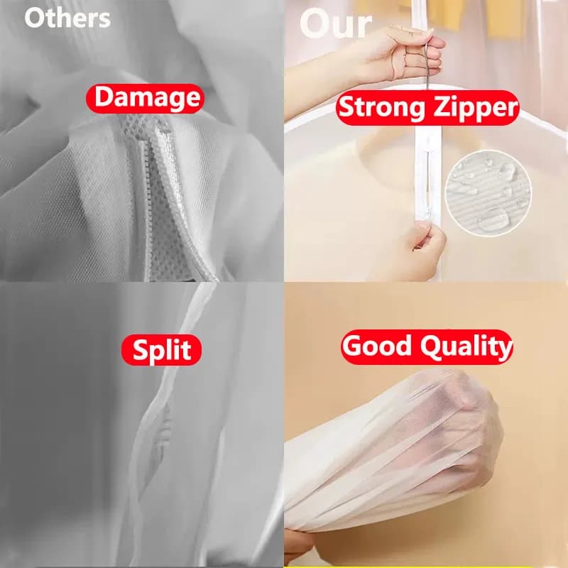 Clothes Hanging Dust Cover Wedding Dress Suit Coat Storage Bag with Zipper — image 5