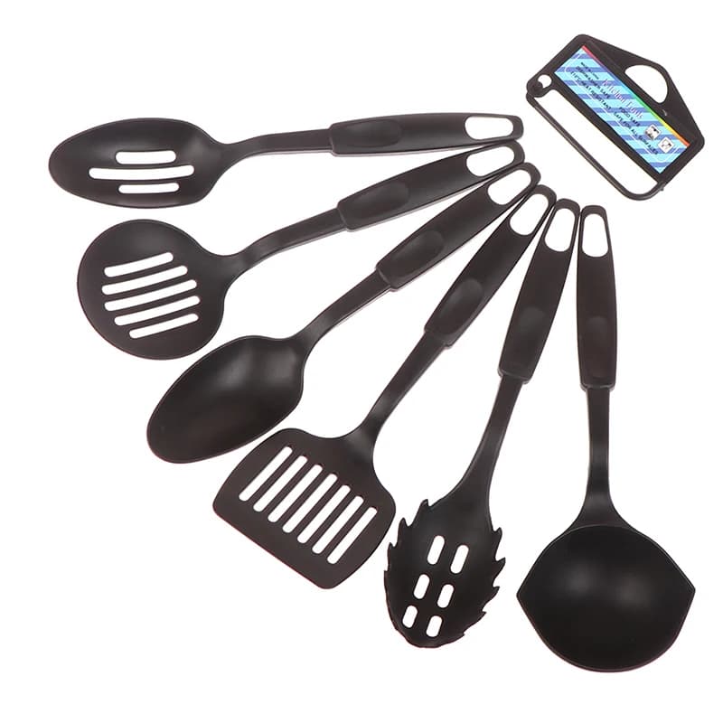 6 Pcs Nylon Multifunction Black Shovel Spoon Soup Ladle Spatula Set Non Stick — image 3