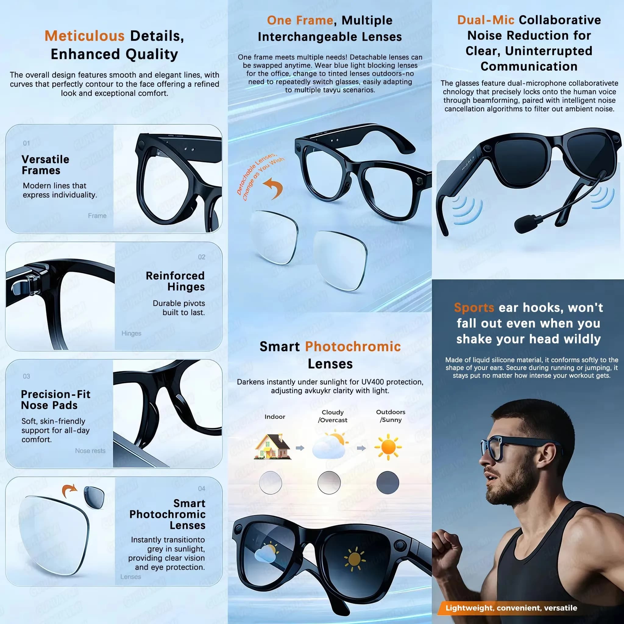 AI Smart Glasses 1080P HD Camera 32GB Real-Time Translation M02 Ultra — image 4