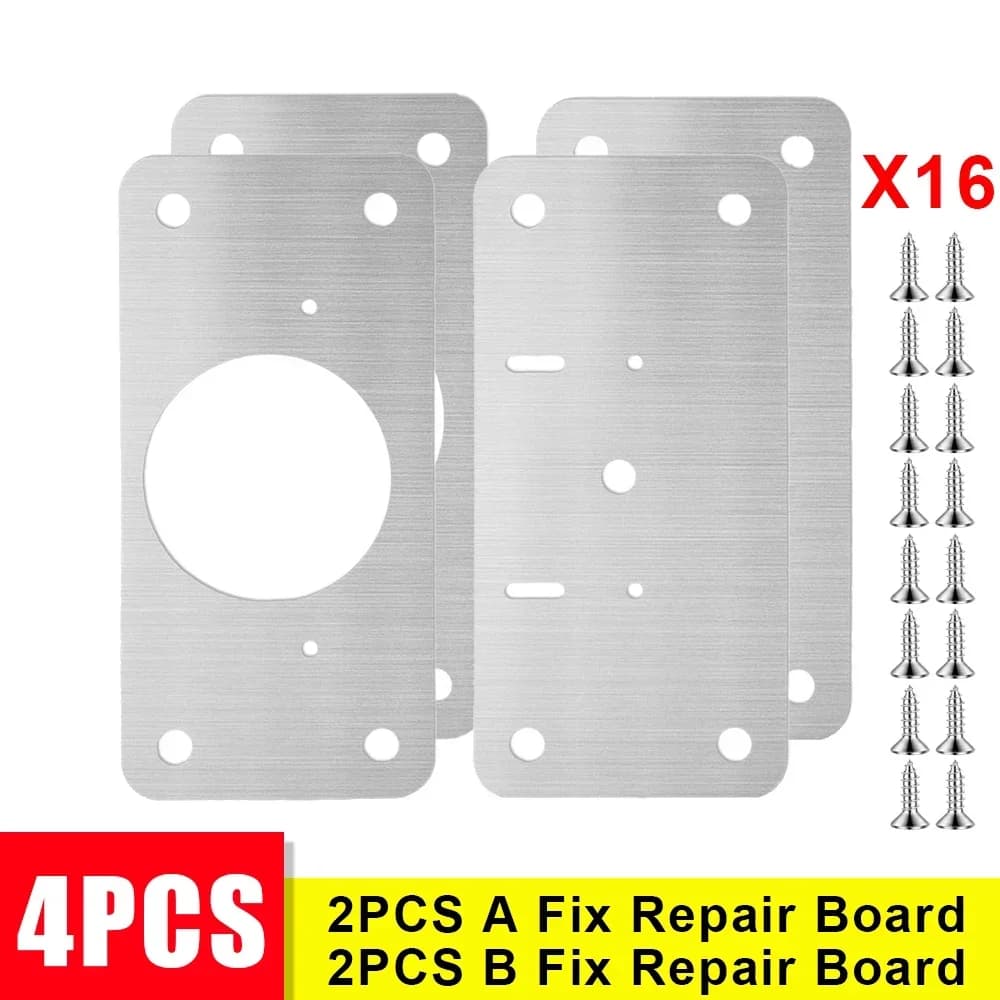 Stainless Steel Hinge Fixing Plate Kit Cabinet Door Repair New 2Pcs Bracket With — image 8