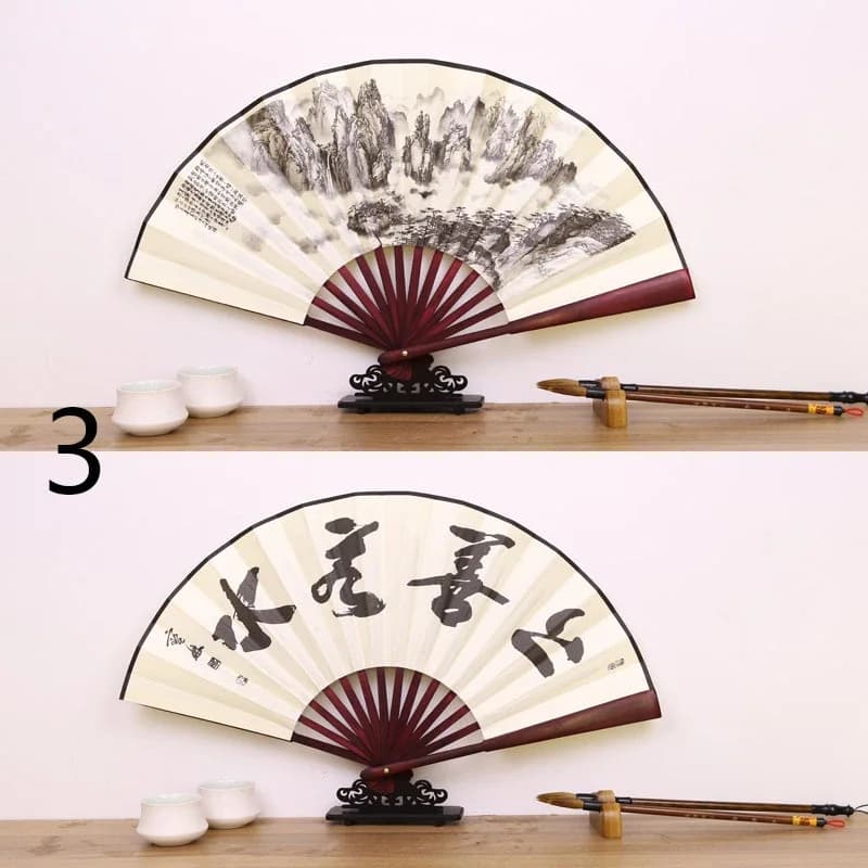 Retro Folding Silk Hand Fan Chinese Style Bamboo Handle Decorative — image 16