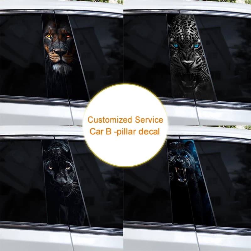 Leopard Car B-Pillar Waterproof Sticker DIY Door Styling Decal New 2pcs Animal U — image 6