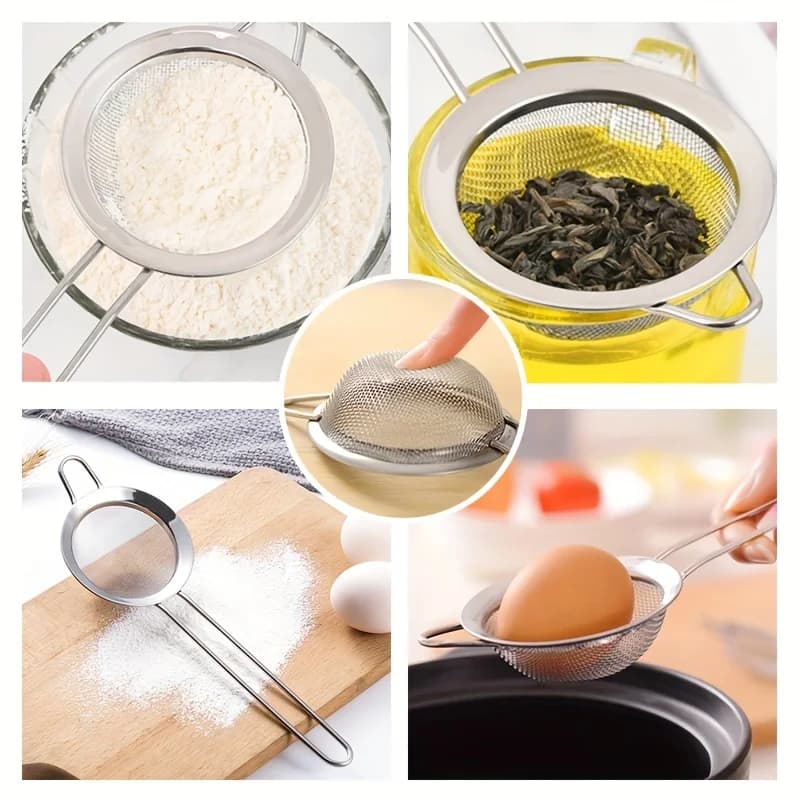 3 Pcs Fine Mesh Strainer Set Stainless Steel Flour Sieve Sifter for Kitchen — image 5