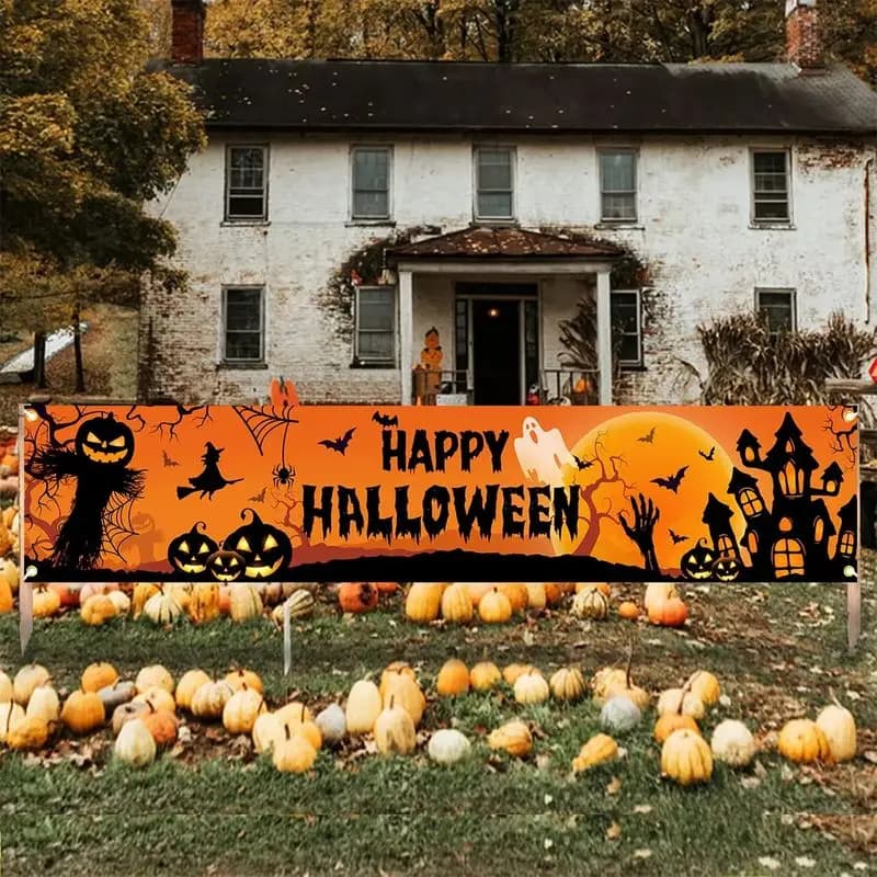 Halloween Fence Banner Pumpkin Scarecrow Ghost Outdoor Yard Decor — image 6