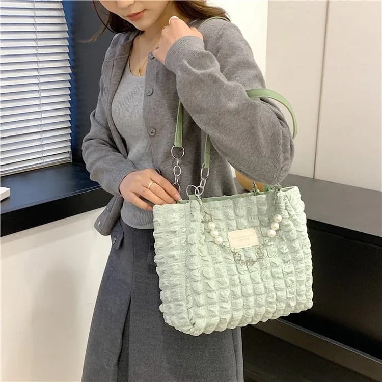 Women's Large Capacity Shoulder Bag Casual Bubble Tote Nylon Fashion — image 3