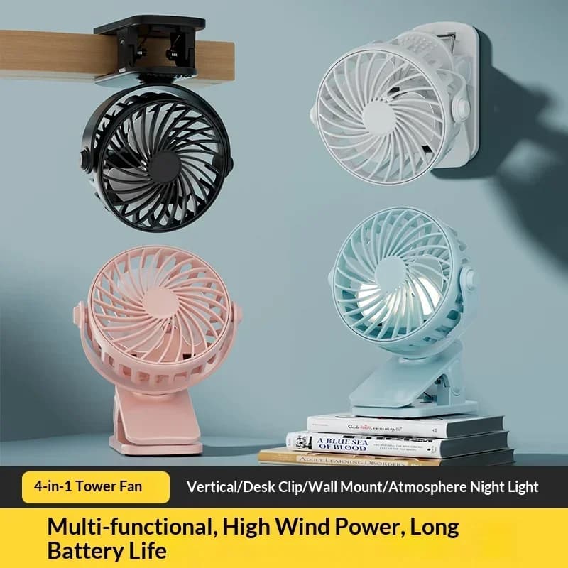 720° Rotatable Clip Fan Portable Mini Cooler USB Rechargeable New Built Night UK — image 6