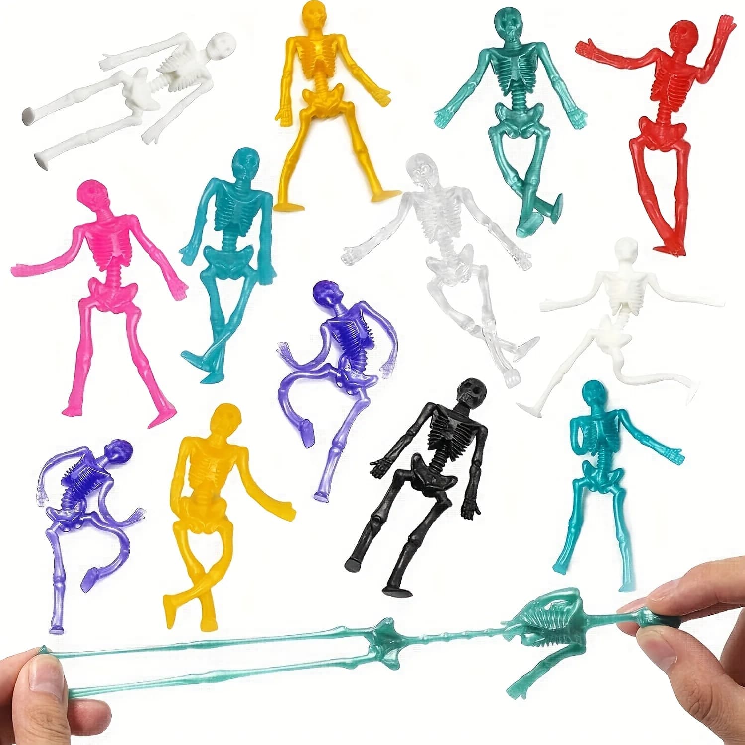 50 Pcs Stretchy Skeleton Sticky Toys Halloween Squishy Skull Party Set — image 2